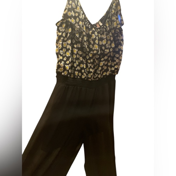 Y2K Flowy Wide Leg Floral Jumpsuit Daisies XL - Picture 6 of 8